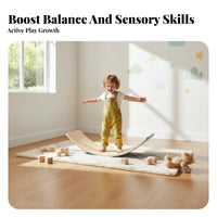 Sensory Training Kids Curved Balance Board Natural Wood Kids Balance Board Unstructured-Ended Play Child-Centered Rocker Multi-Purpose for Toddlers, Adults