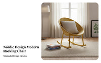 Nordic design aesthetic Eggshell glider fashionable Design Rocking Chair Soft pad Indoor Furniture Sturdy Construction for Book Lovers, New Parents, Balcony, Living Room, Bedroom, literature corner