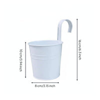 Balcony Railing Planter Sturdy Hanging Metal Flower Pot Drainage Hole for Patio