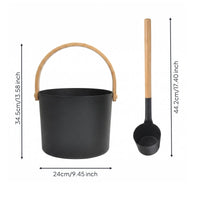 Aluminum Sauna Pail Set Black Bath Accessory Large Capacity for Steam Room