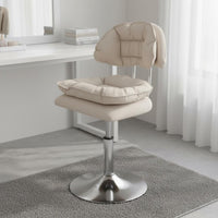 Ergonomic Back Support Padded Technician Stool on Wheels Adjustable Rolling Stool with Backrest for Hairstylists, Beauty Salon, Home Office