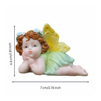 Resin Angel Figurine Colorful Flower Angel Statue Weather Resistant for Desktop