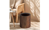 Wood Grain Trash Can Sturdy Cylindrical Trash Can Compact for Office