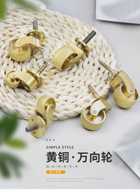 黄铜万向脚轮 重型静音滑轮桌脚餐桌沙发家具钢琴螺杆轮毂2寸3寸