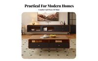 2 Pieces Nesting Coffee Table Set Minimalist Design Living Room Furniture Rounded Corners Internal Storage for Homeowners