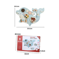 Dolphin Wall Board Interactive Wooden Activity Panel Light Blue and White Wooden Activity Panel