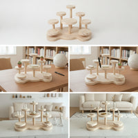 Tabletop Figurine Stand Tiered Wooden Display Rack Multifunctional Multi-Tier Display Shelf for Collectors, Desk Organization