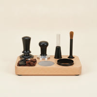 8 Pieces Espresso Accessories Set with Tamping Station Cleaning Brush Dosing Funnel Puck Screen Scoop-leveler Organizer Suitable for Coffee Enthusiasts Home Organization