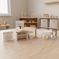 Wooden Pretend Play Furniture Realistic Features Dollhouse Garden Furniture Set Miniature Backyard Playground Long-Lasting