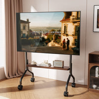 Mobile TV Stand Floor TV Stand Screen Mount Portable TV Cart Stainless Steel Frame with Wheels Suitable for Renters Living Room Bedroom Office