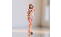 Painted 1/64 Scale Figurine Tiny Miniature Female Figure Compact Figurine with Hand-to-Hair Gesture Detailed for Collectors, Hobbyists, Dioramas