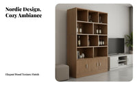 Modern Design Living Room Display Cabinet Large Capacity Freestanding Display Shelf Sturdy Construction Freestanding Bookcase with Doors Easy-to-Clean Surface for Collectors, Apartment Dwellers, Homeowners