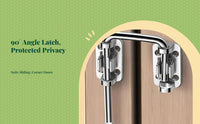 Door Latch, Stainless Steel 90 Degree Right Angle Lock, Privacy Security Bolt for Sliding Barn Door, Bathroom, Bedroom, Easy Installation