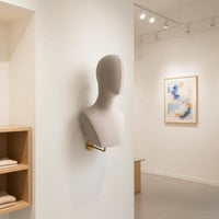 Wall-Mounted Mannequin Bust Textile-Covered Hat Display Head Polyurethane