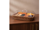 Bread Basket with Acrylic Lid Rectangular Bread Basket with Lid Hygienic for Dining Table