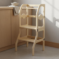 Folding Learning Stand Multifunction Convertible Step Stool Space Saving Wooden Little Helper Stool for Young Children, Kids, Washroom, Home
