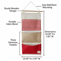 Hanging Storage Organiser with Pockets, Wall Hanging Storage Bags, Over Door Storage Organiser, Dorm Room Striped Hanging Organizer