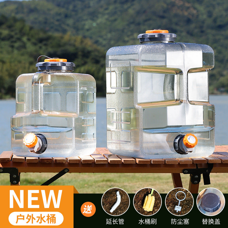 Food-Grade PC Outdoor Water Bucket with Faucet for Home, Square Water Storage Container