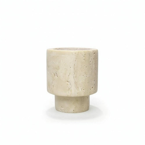 Travertine Vase Elegant Sculptural Vase Small for Coffee Table, Shelf, Desk