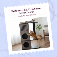 Cat tree with condo, scratching post, and rest area