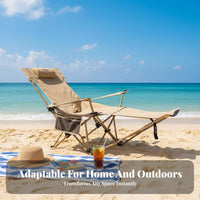 Reclining Camp Chair with Footrest Breathable Mesh Material Folding Lounger