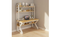 Writing Desk with Bookshelf and Pegboard Multi-Layer Storage Complete Workstation Desk K-Shaped Steel Frame Home Furniture for Students