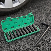 10 Pieces Metric Socket Wrench Kit Textured Grip Socket Set with Case Polished Ratchet Wrench Set Anti-Slip for Home Workshop