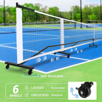 6.7m 22ft Pickleball Net with Iron Pipe, Outdoor Tennis Six-Wheel Portable