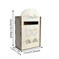 Wooden Wedding Card Box Decorative Slot Event Decor Cut Design