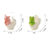 Sitting on Toilet Figurine Compact Cartoon Creature Figurine Solid-Looking