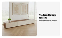 Extendable Design Retractable Media Stand with Coffee Table Large Storage Capacity TV Stand and Coffee Table Set Minimalist Aesthetic Entertainment Center Rounded Corners for New Residents, Homeowners, Families, Living Room, Apartment, Home