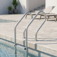 Three-Step Pool Ladder Drill Stainless Steel Pool Ladder Easy to Install for in-Ground Pools