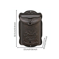 Vintage Cast Iron Mailbox European Vintage Mailbox Antique Look House Decor for Porch, Garden