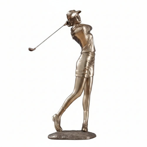 Golfer Statue Lustrous Sculpture with Golf Club Athletic for Clubhouse, Office