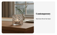 European Design Glass Candle Cup Aesthetic Design Glass Votive Holder Long-Lasting for Home Decorators, Homeowners, Living Room, Bedroom