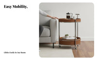 Round two-levelsaddle leather Trolley Minimalist Italian minimalist aesthetic Mobile Storage Multi-Functional