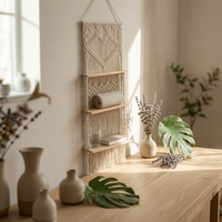Macrame Wall Hanging Shelf Environmentally Conscious Macrame Wall Shelf Sturdy