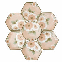 Floral Camellia Series Ceramic Tableware Set, Artistic Plates & Bowl, Home Dining, Retro Design