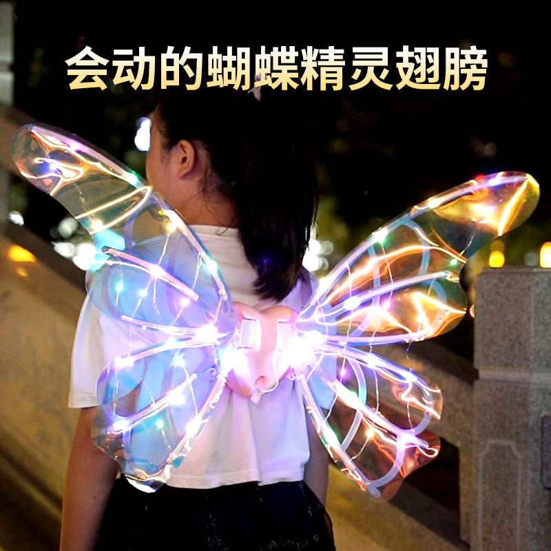 Children's Light-up Butterfly Wings Toy with Moving Elf Wings, Electric Light-up Wings, Birthday Gift for Girls