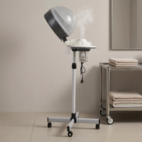 Height Adjustable Hooded Hair Steamer Wheeled Base Standing Hair Steamer Timer Switch Beauty Equipment Transparent Water Cup