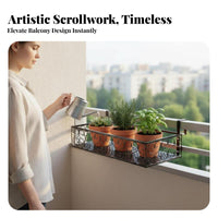 Hanging Railing storage rack areaSaving Balcony Shelf mesh Design for Fence, Gardeners