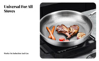 Hammered Non-Stick Skillet Coating-without Hammered Pan Non-Stick Skillet Easy to Clean Stainless Steel Frying Pan