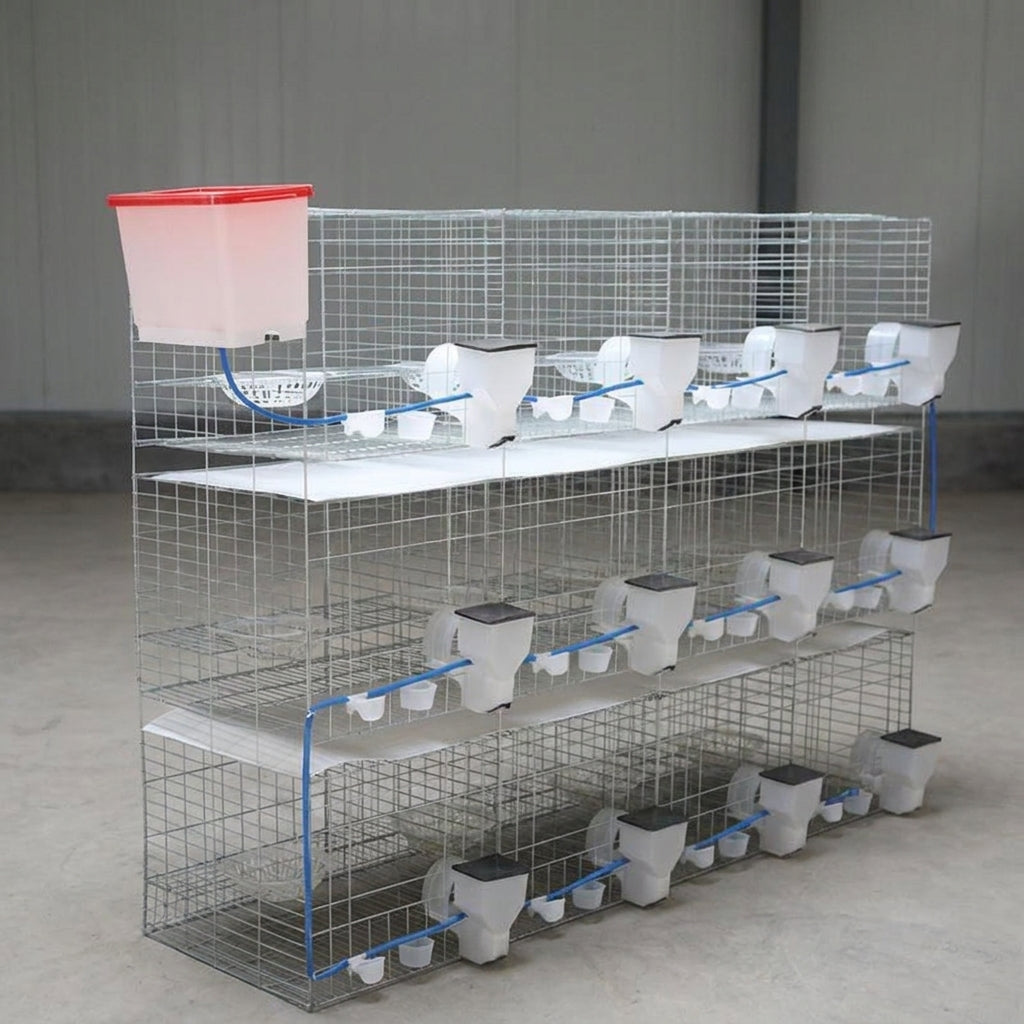 Bird Breeder Bird Cage Welded Wire Mesh 3-Tier 12 Compartments Galvanized Steel Wire 200x55x150cm Large For Pigeon Enthusiasts Breeding