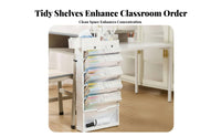 Rolling Desk-Side Book organizer Foldable book organizer Space Saving for Office Workers