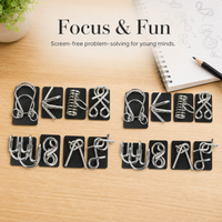 24-Piece Interlocking Brain Teaser Puzzle Set, Kongming Lock and Horseshoe Puzzles