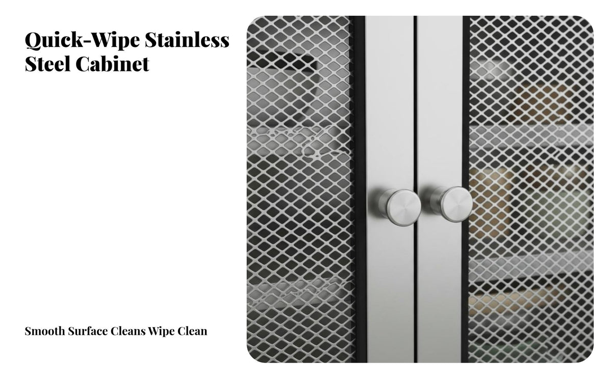 Rust Resistant Stainless Steel Pantry Cupboard Multifunctional Freestanding Steel Cupboard Easy to Clean Freestanding Kitchen Cabinet Waterproof for Homeowners, Families, Renters, Dining Room, Office, Garage, Bathroom