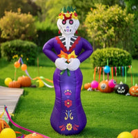 Halloween Skeleton Inflatable Standing Halloween Skull Inflatable Violet Outdoor for Porch, Party