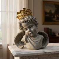 Vintage Angel Bust with Crown European Design House Decoration Retro Design