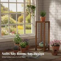 Multi-Tiered Plant Shelf Freestanding Tiered Wooden Pedestal Space-Saving Minimalist and Design for Gardeners, Indoors, Office