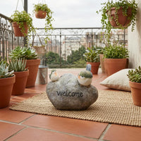 Resin Welcome Sign Textured Bird Welcome Plaque Rock-Like for Yard, Balcony